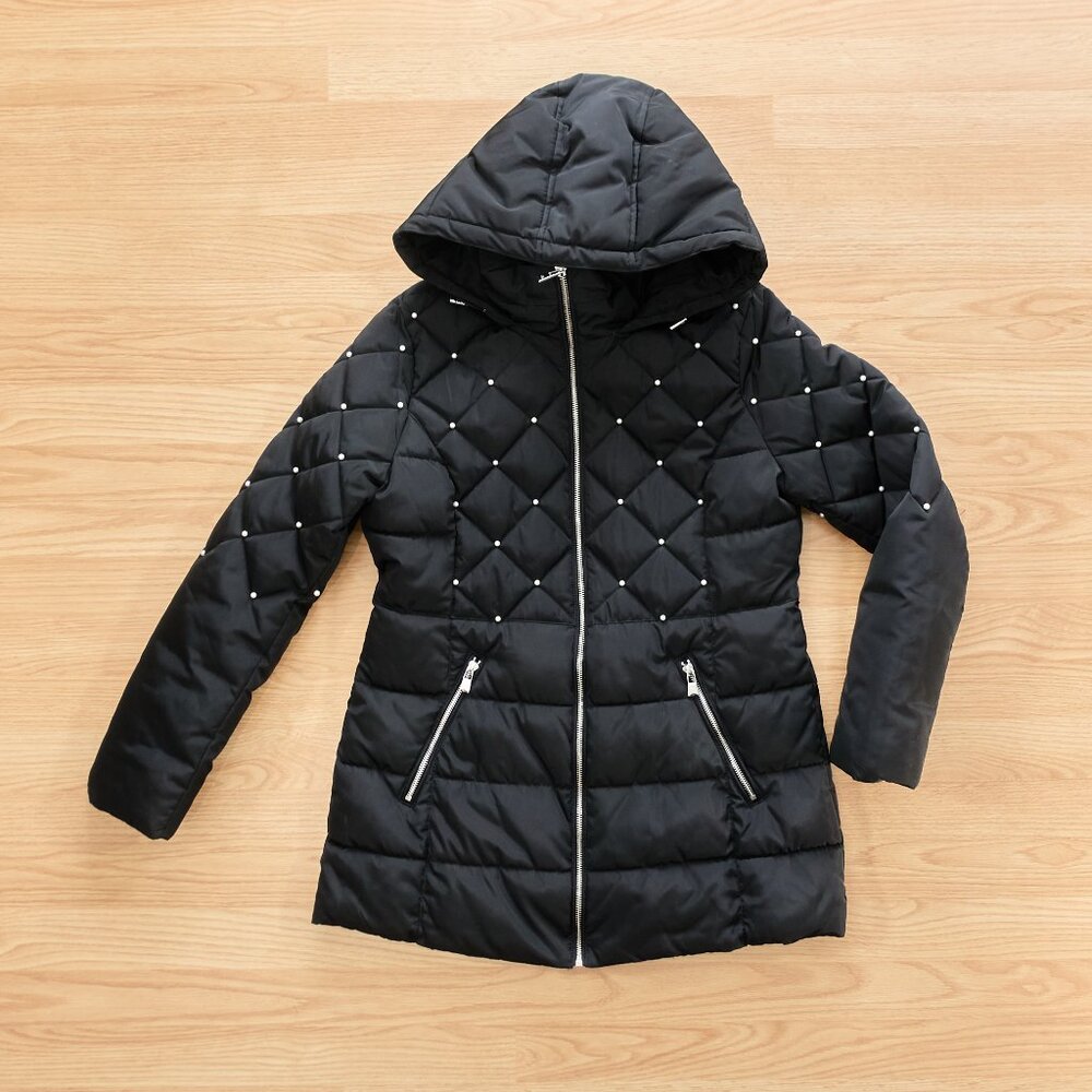 Karl Lagerfeld Paris / Puffer Coat / Size M / Black / Pearl Embellished